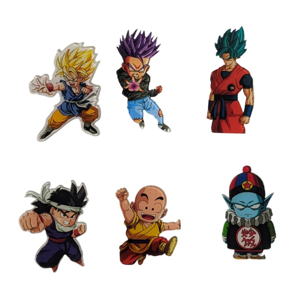 Dragon Ball Z Anime Acrylic Pins Set of 6 NEW